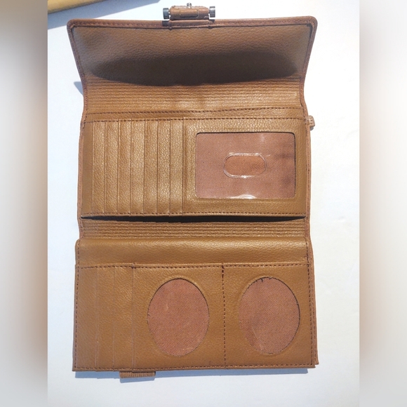 Vtg Fossil Trifold Clutch Long Wallet Checkbook - Picture 6 of 16